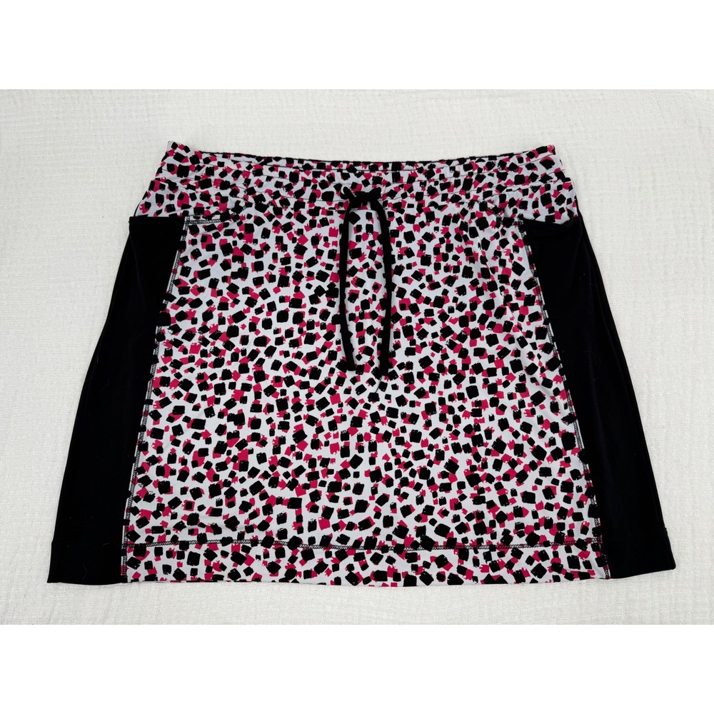 Weekends by Chico's Skort Size 2 Large Pull on Black Pink Abstract Activewear